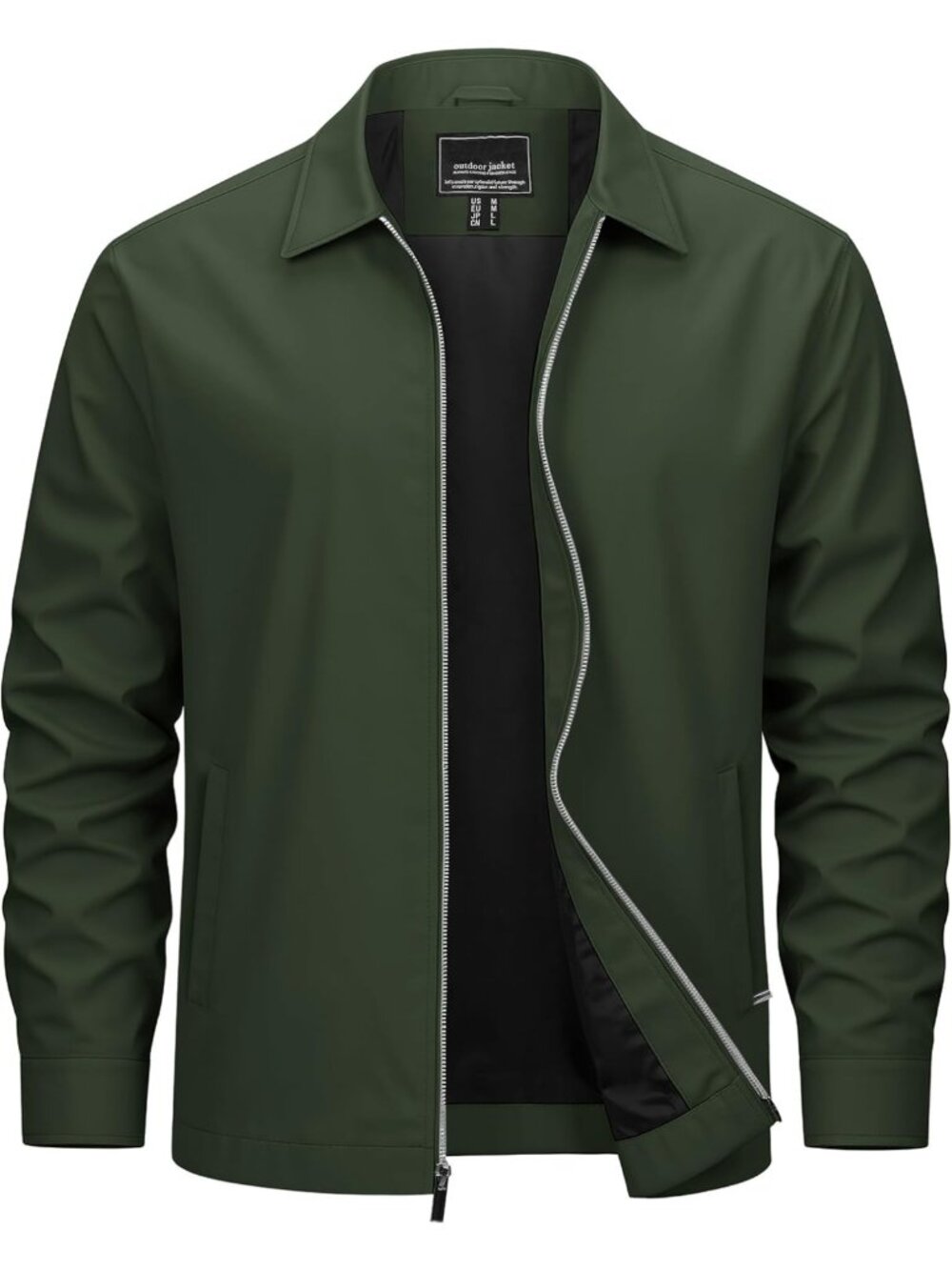 Lightweight Men's Fall Windbreaker Jacket - Full Zip, Laydown Collar, Casual